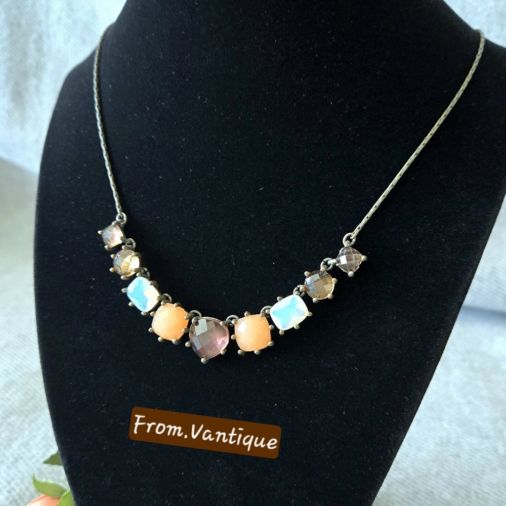 🟤🟠 Vintage Boho Crystal Bead Bronze Necklace ⛓️